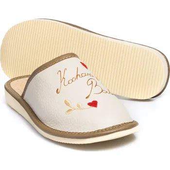 Dámská obuv Dámské DÁREK Pantofle pro babičku Kožené pantofle Polský Produkt 36-41