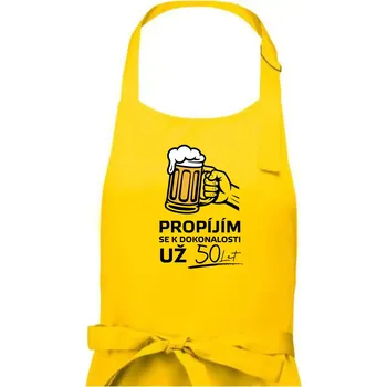 Kuchyňská zástěra Pivo - propíjím se už 50 let - Pánská zástěra na vaření - Univerzální velikost ( Žlutá )