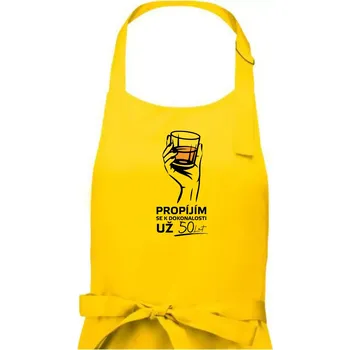 Kuchyňská zástěra Whisky - propíjím se už 50 let - Dámská zástěra na vaření - Univerzální velikost ( Žlutá )