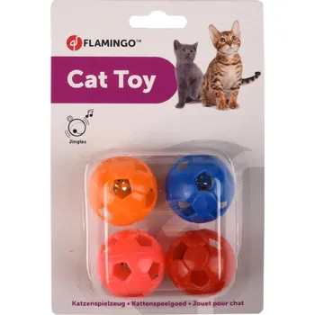 Pro kočku Hračka Flamingo fotbalový míček s rolnickou 4ks