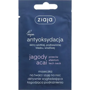 Pleťová maska Ziaja Acai Berry, pleťová maska na obličej a krk na noc, vyhlazující a zklidňující, 7 ml