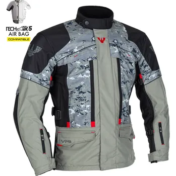 Moto oblečení Bunda PSí MADERA textilní pánská šedá/černá/čevená 58