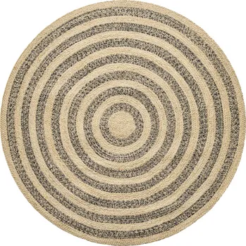 Koberec Ručně vázaný kusový koberec Aurea SM 05 Natural Black kruh, 80x80 (průměr) kruh, béžová, chodba / předsíň, Diamond Carpets India - 1 rok na vrácení + DOPRAVA ZDARMA k Vám i zpět