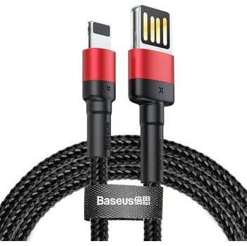 Datový kabel Baseus Cafule oboustranný USB Lightning kabel 2,4 A 1 m (černá+červená)