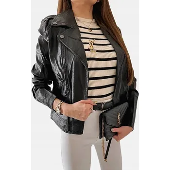 Moto bunda Černá ramoneska z eko-kůže Tricia 20145, velikost S
