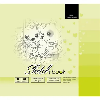 Skicák 200x200 mm / 48 listů, 100g papír, tvrdé desky fresh