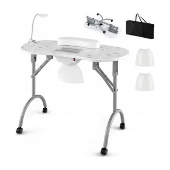 Dekorativní svítidlo Přenosný manikůrní stůl HB87880DE-WH s vestavěným odsáváním prachu - A COSTWAY