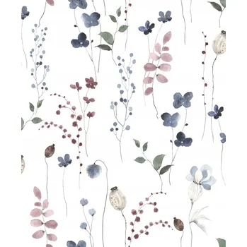 Tapeta Tapeta na zeď rostlinný motiv odstíny fialové modré zelené tapety