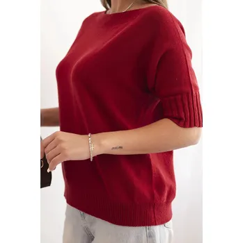 Dámský svetr Dámský svetr z viskózy s krátkým rukávem bordový UNI