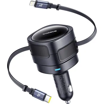 Autonabíječka Baseus Enjoyment Max s kabely USB-C+Lightning 60 W černá