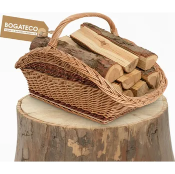 KRBOVÝ KOŠ 60 x 37 CM VELKÝ PROUTĚNÝ KOŠ NA KRBOVÉ DŘEVO S JUTOU