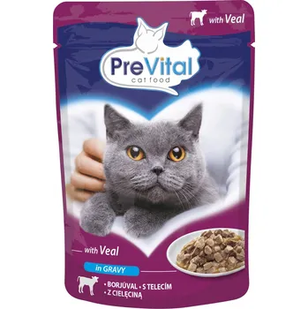 Krmivo pro kočku PreVital mokré krmivo pro kočky s telecím masem kapsička 100g