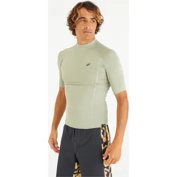 Pánské tričko DECATHLON Pánské tričko na surf s krátkým rukávem UPF50+ 500 L ZELENÁ