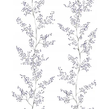 Tapeta TAPETA S MOTIVEM VĚTVÍ, FIALOVÝ A ŠEDÝ ODSTÍN, VLIESOVÁ TAPETA