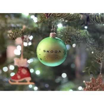 Vánoční ozdoba ŠKODA AUTO original Vánoční ozdoba koule Škoda Auto 6U0087703DH 8 cm Matná electric green