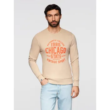 Pánská mikina Pánská mikina Ombre bez zapínání s kolegiálním potiskem - písková Ombre krémová 2653902