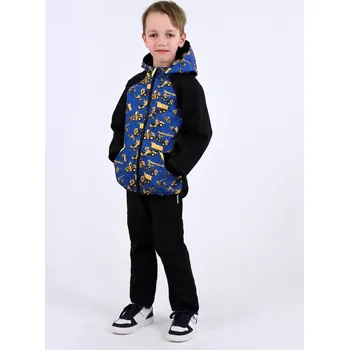 Chlapecká bunda Kocour Mourek Bunda softshellová PRACOVNÍ AUTA s černou Velikost 98/104