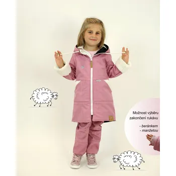 Kocour Mourek Kabát softshellový zimní s beránkem starorůžový Velikost 116