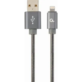 Datový kabel Gembird kábel nabíjací Lightning 8-pin (M) na USB 2.0 (M), prémiový, metalicky opletený, 1 m, šedý CC-USB2S-AMLM-1M-BG