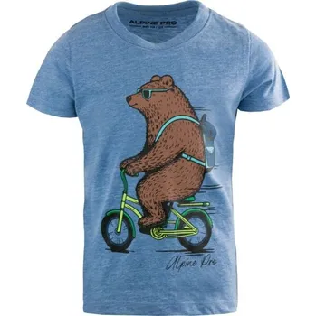 Dětské triko ALPINE PRO NUPO 128/134 Modrá, Hnědá