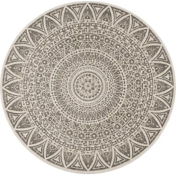 Koberec Kusový koberec Mujkoberec Original Nora 104160 Grey Creme kruh – na ven i na doma, 140x140 (průměr) kruh, šedá, chodba / předsíň, Mujkoberec Original - 1 rok na vrácení + DOPRAVA ZDARMA k Vám i zpět