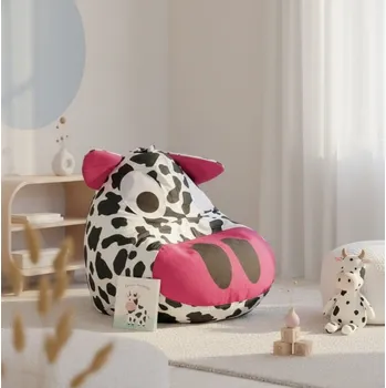 Sedací pytel ArtPP Dětský sedací pytel KRAVIČKA 75x75x80 cm bílá/černá/růžová