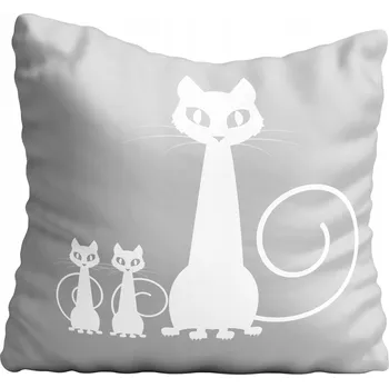 Polštář Povlak na polštář kočka šedá 50x50 cm