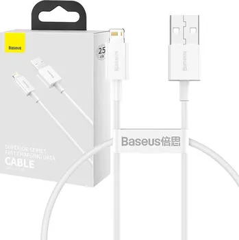 Datový kabel Kabel Baseus Superior Series USB na Lightning, 2,4 A, 0,25 m (bílý)
