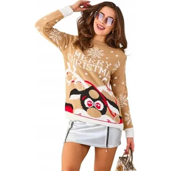 Dámský svetr Royalfashion dámský svetr hnědý klasický do boků univerzální velikost