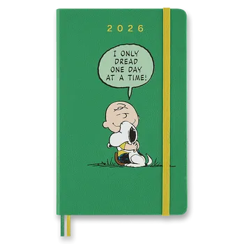 Diář Moleskine Diář tvrdý L denní 2026, Peanuts zelený
