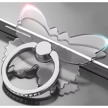 B-TOP Silikonový držák na mobil ve tvaru motýla s krystalovým kroužkem