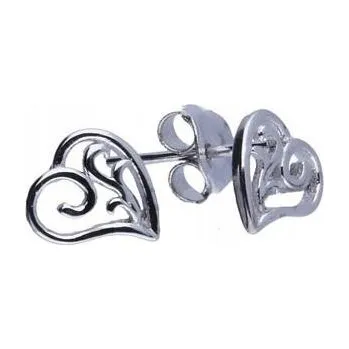 Náušnice Stříbrné náušnice 925 s prolamovanými srdíčka, 0,71 g