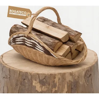 PLOCHÝ KOŠ NA DŘEVO KE KRBU 55 x 34 CM, PLETENÝ KOŠÍK NA PALIVO S JUTOU