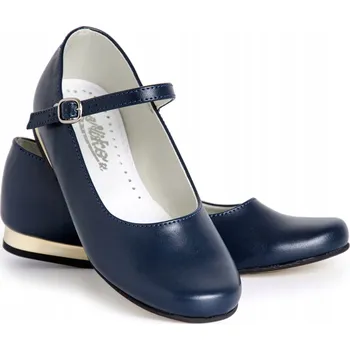 Chlapecká obuv Společenské boty pro dívky KBD-820, tmavě modré, elegantní, velikost 33, délka stélky 21,9 cm