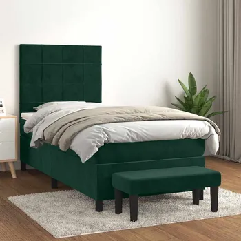 Ložnice vidaXL Box spring postel s matrací 80 x 200 cm samet [3137813] Barva: Tmavě zelená