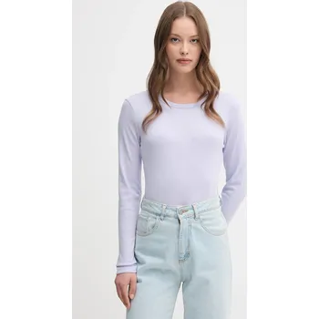 Pánská móda Bavlněné tričko s dlouhým rukávem United Colors of Benetton 3GA2E16G0 fialová 04A, vel. M