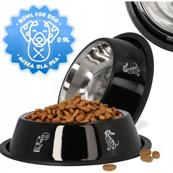 Miska pro psa Jedna kovová miska černá 0,9 l