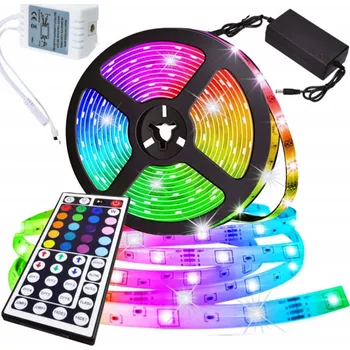 LED páska LED PÁSEK 5M RGB BÍLÝ PÁSEK DÁLKOVÝ OVLADAČ SMD NAPÁJECÍ ZDROJ BAREVNÝ VODĚODOLNÝ IP65