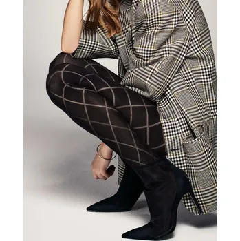 Dámské punčochy Černé vzorované silonky Veneziana Rombo Grandi 60 den Velikost: L, Barva: Černá