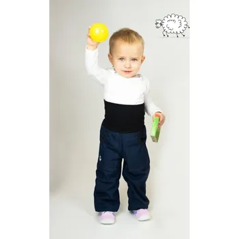 Chlapecké kalhoty Kocour Mourek Kalhoty baby softshellové zimní s beránkem tm. modré Velikost 74