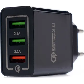 Auto-moto baterie Nabíječka síťová s funkcí rychlého nabíjení QUICK CHARGE 3xUSB, Kraft&Dele KD1236