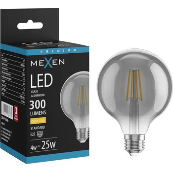 Žárovka Mexen Vintis LED filamentová žárovka E27, G95, 4W, Teplá - 2700K, 300 lm, kouřová - L157-E27-0427-70 Żarówki LED