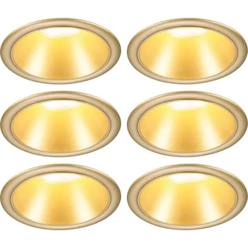 Svítidlo PAULMANN LED vestavné svítidlo 3-krokové-stmívatelné Cole Coin 6ks sada IP44 kruhové 88mm Coin 6x6W 230V stmívatelné 2700K zlatá mat - PAULMANN P 98201