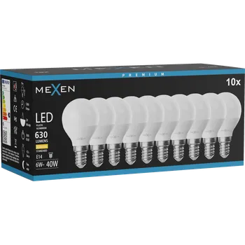 Žárovka Mexen Nova 10x LED žárovka E14, G45, 6W, Teplá - 3000K, 630 lm - L101-E14-0630-01x10 Żarówki LED
