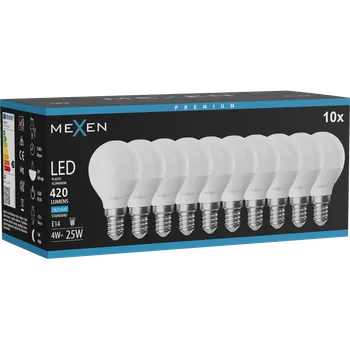 Žárovka Mexen Nova 10x LED žárovka E14, G45, 4W, Studená - 6500K, 420 lm - L101-E14-0465-01x10 Żarówki LED