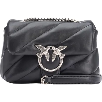 Módní doplněk Černá kožená kabelka Pinko Pinko černá | šedá 3510034