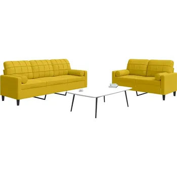 Pohovka 2dílná sedací souprava s poduškami a podhlavníky žlutá samet Žlutá3278417