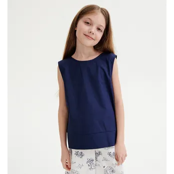 Dívčí tričko Reserved - Halenka z viskózy - tmavomodrá - 5062S-59X - 5062S-59X-128