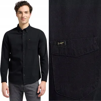 Pánská košile Lee BUTTON DOWN Černá klasická bavlněná pánská košile REGULAR střih 5XL