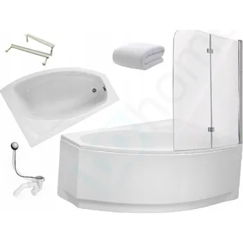 Vana Asymetrická akrylátová vana Polimat Frida, boční odtok, 140 x 90 cm